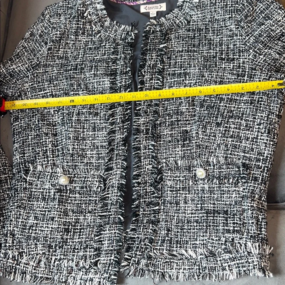 Nannette Lepore Women's Black and White Tweed Blazer L brand new with tag - Picture 6 of 8